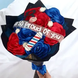 Ramo de 8 rosas medianas para hombre ( Temática :Barbería)