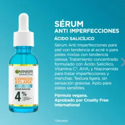 SÉRUM GARNIER ANTI IMPERFECCIONES ÁCIDO SALICÍLICO LICO30ML 