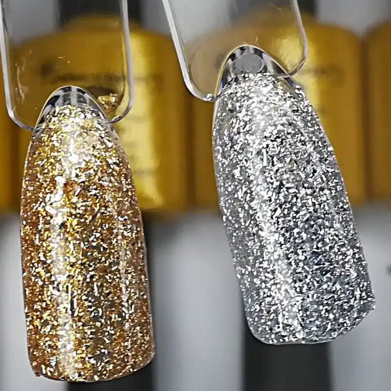 ESMALTE REFLECTIVO DORADO Y PLATEADO 10 ML 