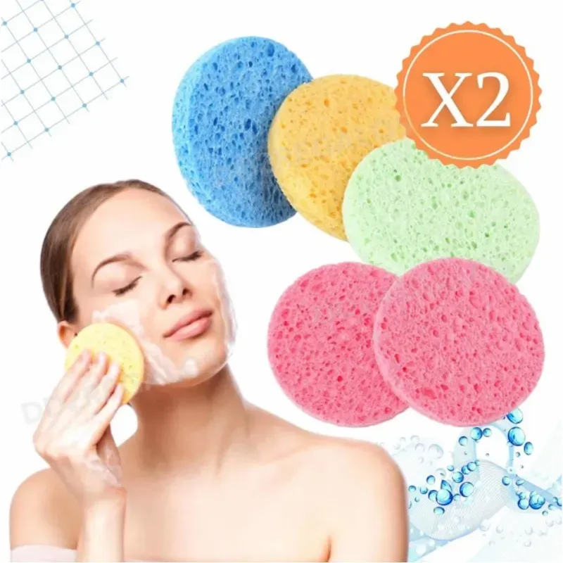 ESPONJA DE CELULOSA X2 LIMPIEZA FACIAL ROSTRO EXFOLIANTE