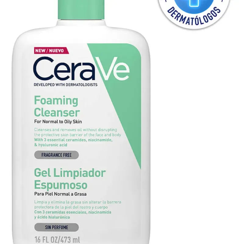 GEL LIMPIADOR ESPUMOSO CERAVE PARA PIEL NORMLA O GRASA 16OZ