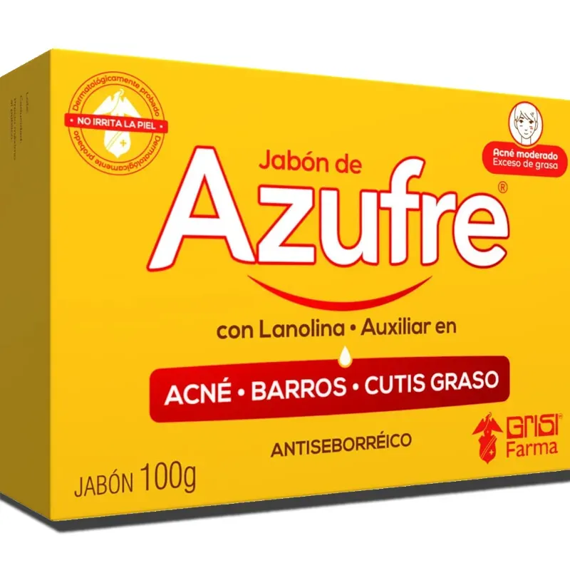 JABÓN DE AZUFRE LANOLINA GRISI 100G, AMARILLO