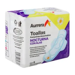 TOALLAS SANITARIAS NOCTURNAS AURRERA 8U