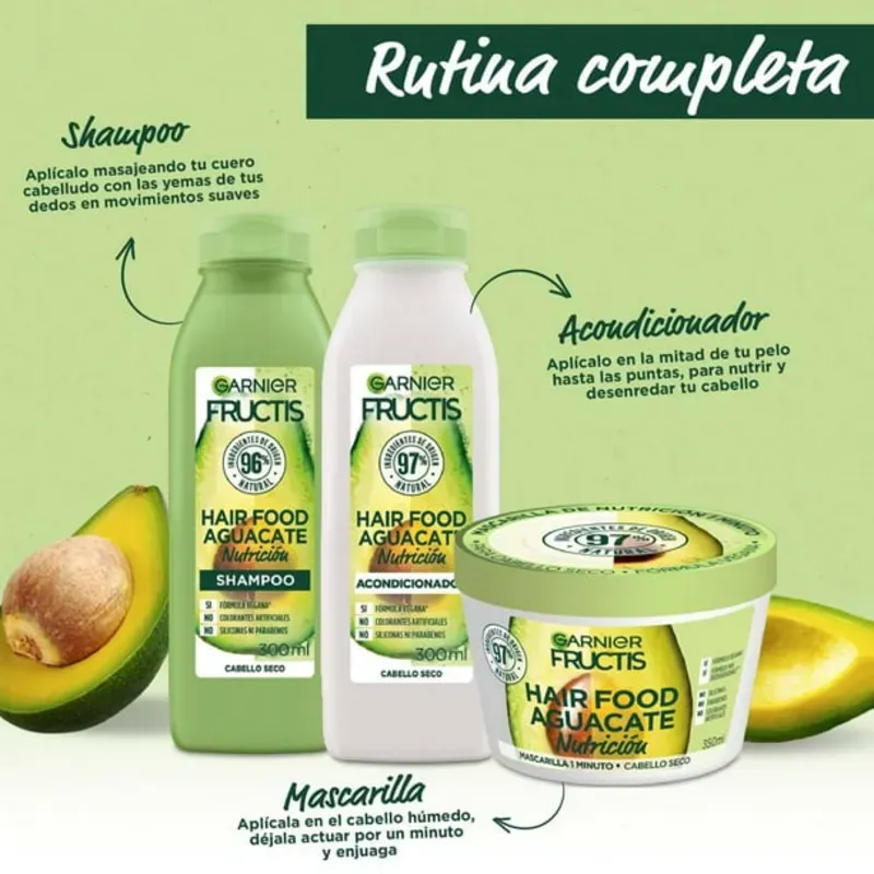 SHAMPOO, ACONDICIONADOR Y MASCARILLA GARNIER 300 ml