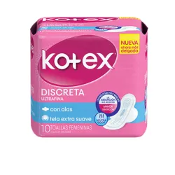 TOALLAS SANITARIAS KOTEX CON ALAS 10 UNIDADES
