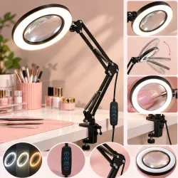 Aro de Luz LED con Lupa para Escritorio