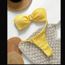 Bikini Amarillo con evilla dorada