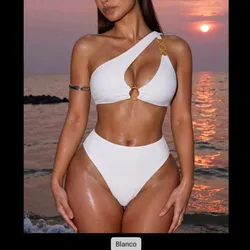 Bikini blanco con cadena hombro