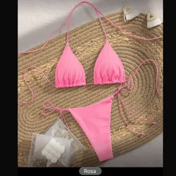 Bikini d tiras finas rosado