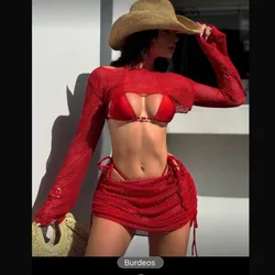 bikini rojo con conjunto de maya