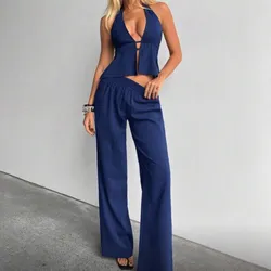 Conjunto azul marino top halter