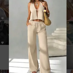 Conjunto beige top  halter