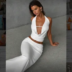 Conjunto blanco de top halter
