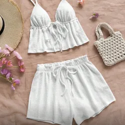 Conjunto blanco de top texturizado