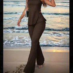 Conjunto café integral top bandeau