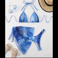 Conjunto de bikini 3 pieza marmoleado