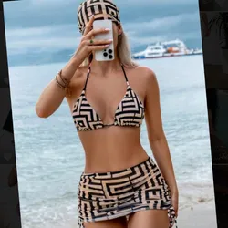 Conjunto de bikini rayado de 4 piezas