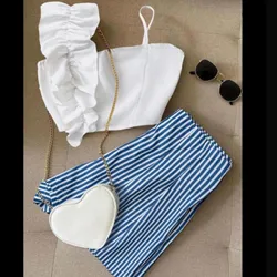 Conjunto de top y short de raya