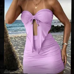 Conjunto morado top sin tirantes