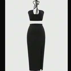 Conjunto negro de top corto