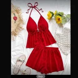 Conjunto rojo de lazo en top