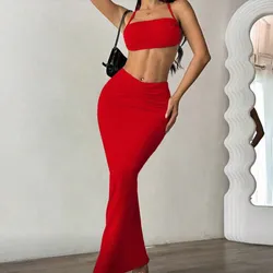 Conjunto rojo top sin espalda