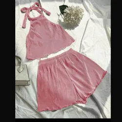 Conjunto Rosa acanalado