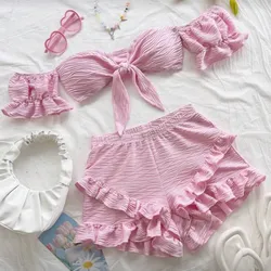 Conjunto rosa con vuelos