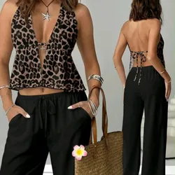Conjunto top estampado de leopardo