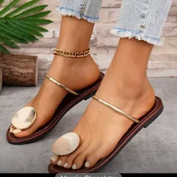 Sandalias doradas y carmelitas