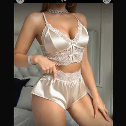 Set d pijama satinado con lazitos