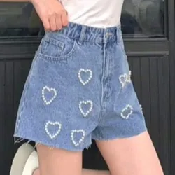 Shorts de corazones perlados