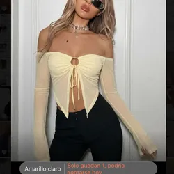 Top amarillo claro mangas transparentes