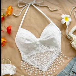 Tops blanco con patchwor