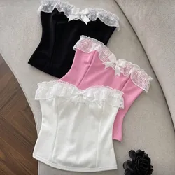 Tops con encaje y lazo