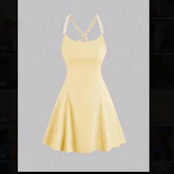 Vestido amarillo tiras con flores
