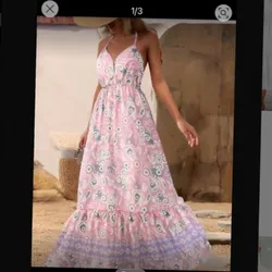 Vestido ancho estampado rosado