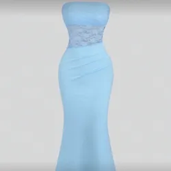Vestido azul con encaje cintura