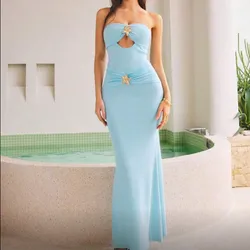Vestido azul menta con estrellas