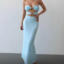 Vestido azul sin tirantes