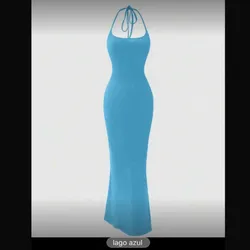Vestido azul tiras al cuello