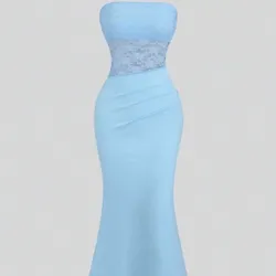 Vestido azul top con encaje