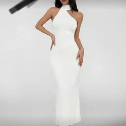 Vestido blanco con banda al cuello