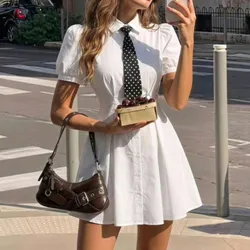 Vestido camisa blanco con corbata
