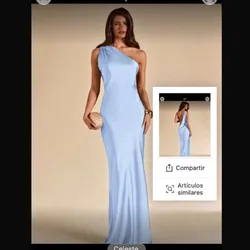 Vestido celeste asimétrico