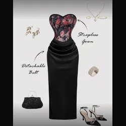 Vestido corsé floral y satén