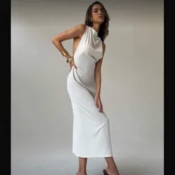 Vestido cuello halter blanco