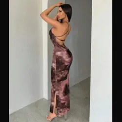 Vestido estampado carmelita transparente