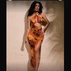 Vestido estampado naranja