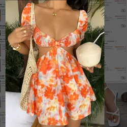Vestido Floreado naranja
